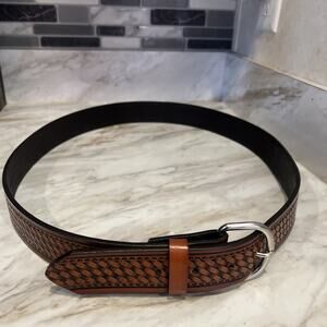 Nocana Hired Hand Mens Brown Western Genuine Leather Tooled Belt Size 44